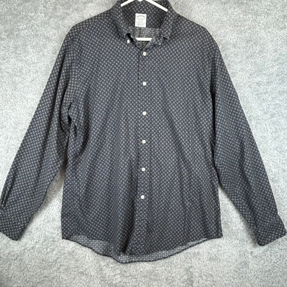 Brooks Brothers Regent Men's Long Sleeve Button Down Micro Paisley Print Size L - Picture 2 of 10